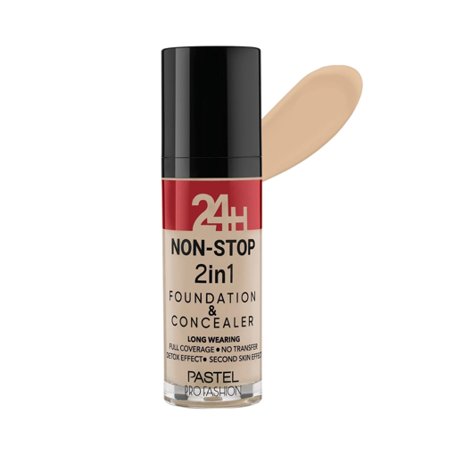 کرم‌پودر نان استاپ 2 در 1 پاستل Pastel Profashion 24H Non-stop 2In1 Foundation & Concealer